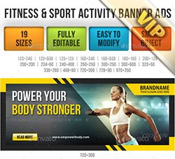 网页广告模板：Fitness & Sport Activity Banner Ads